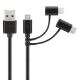 Εικόνα της Καλώδιο Nedis USB-A Male to USB-C / Micro-USB / Lightning 100W 1m Black CCGL60620BK10