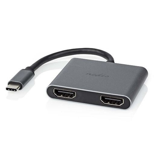 Εικόνα της Adapter Nedis USB-C Male to 2x HDMI Female 4K@30Hz 0.1m Black CCGP64670BK01