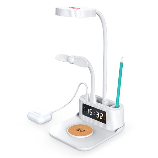 Εικόνα της Φωτιστικό Γραφείου Akai ACRW-3000 με USB-A / USB-C & Ασύρματη Φόρτιση Qi White