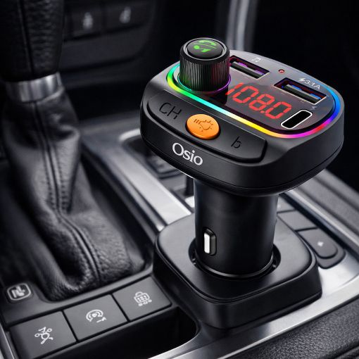 Εικόνα της FM Transmitter & Φορτιστής Αυτοκινήτου Osio OFT-4265BT με USB-A & USB-C Bluetooth Black
