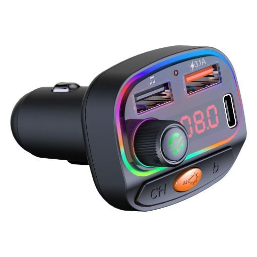 Εικόνα της FM Transmitter & Φορτιστής Αυτοκινήτου Osio OFT-4265BT με USB-A & USB-C Bluetooth Black