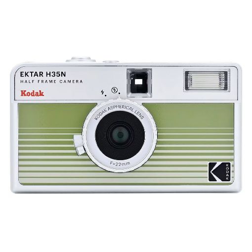 Εικόνα της Kodak Ektar H35N Half Frame Film Camera Striped Green + Ultramax 135-24 Film