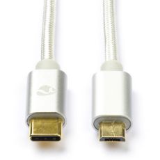 Εικόνα της Καλώδιο Nedis USB-C Male to Micro-USB Male 10W Braided 2m White CCTB39650AL20