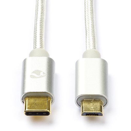 Εικόνα της Καλώδιο Nedis USB-C Male to Micro-USB Male 10W Braided 2m White CCTB39650AL20