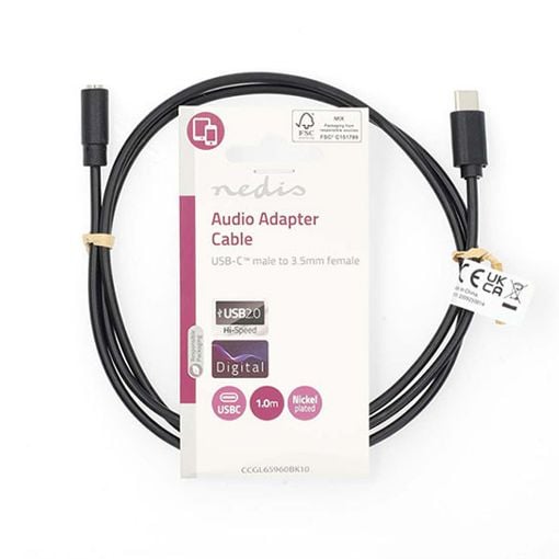 Εικόνα της Καλώδιο Nedis USB-C Male to 3.5mm Female Nickel Plated 1m Black CCGL65960BK10