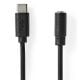 Εικόνα της Καλώδιο Nedis USB-C Male to 3.5mm Female Nickel Plated 1m Black CCGL65960BK10