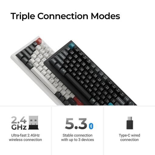 Εικόνα της Πληκτρολόγιο Keychron Q1 Ultra 8K 75% RGB Wireless Hot Swappable POM Brown Switches (US) Black Q1U-M3