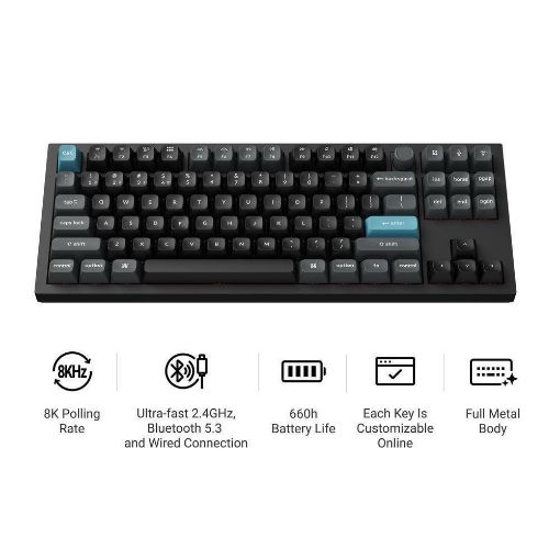 Εικόνα της Πληκτρολόγιο Keychron Q3 Ultra 8K 80% RGB Wireless Hot Swappable POM Red Switches (US) Black Q3U-M1