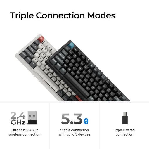 Εικόνα της Πληκτρολόγιο Keychron Q3 Ultra 8K 80% RGB Wireless Hot Swappable POM Brown Switches (US) Black Q3U-M3