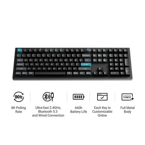 Εικόνα της Πληκτρολόγιο Keychron Q6 Ultra 8K Full RGB Wireless Hot Swappable POM Red Switches (US) Black Q6U-M1