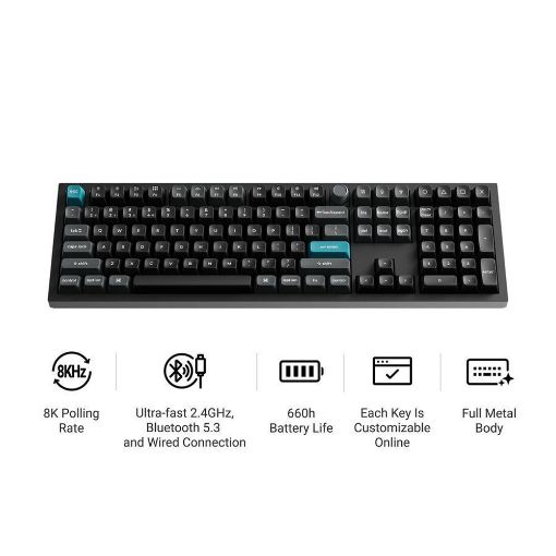 Εικόνα της Πληκτρολόγιο Keychron Q6 Ultra 8K Full RGB Wireless Hot Swappable POM Brown Switches (US) Black Q6U-M3