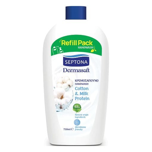 Εικόνα της Κρεμοσάπουνο Septona Dermasoft Cotton & Milk Protein 750ml
