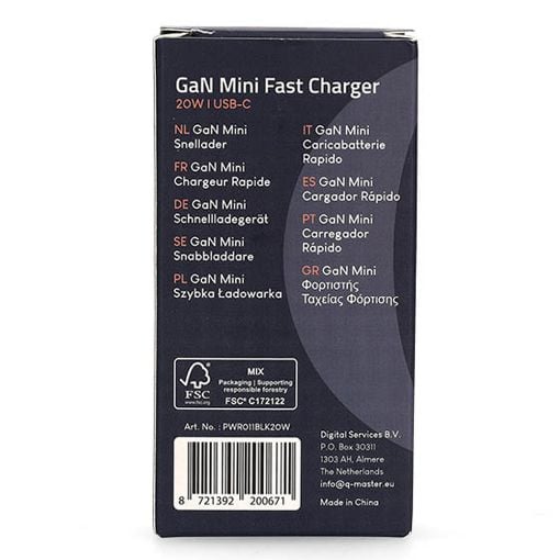 Εικόνα της Φορτιστής Q-Master GaN Mini USB-C 20W Black PWR011BLK20W