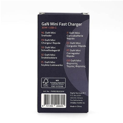 Εικόνα της Φορτιστής Q-Master GaN Mini USB-C 30W Black PWR011BLK30W