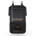 Εικόνα της Φορτιστής Q-Master GaN Mini USB-C & USB-A 30W Black PWR021BLK30W