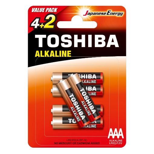 Εικόνα της Αλκαλικές Μπαταρίες AAA Toshiba 1.5V 6τμχ LR03GCA BP-6C