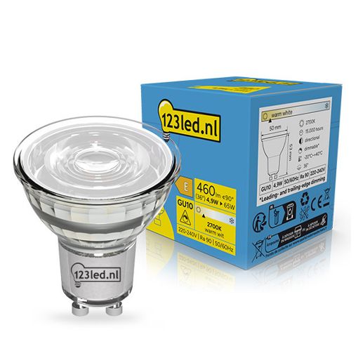 Εικόνα της Λάμπα LED 123LED GU10 Dimmable Spot 2700K 460lm 4.9W Warm White