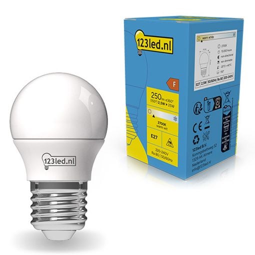 Εικόνα της Λάμπα LED 123LED E27 G45 2700K 250lm 2.5W Warm White