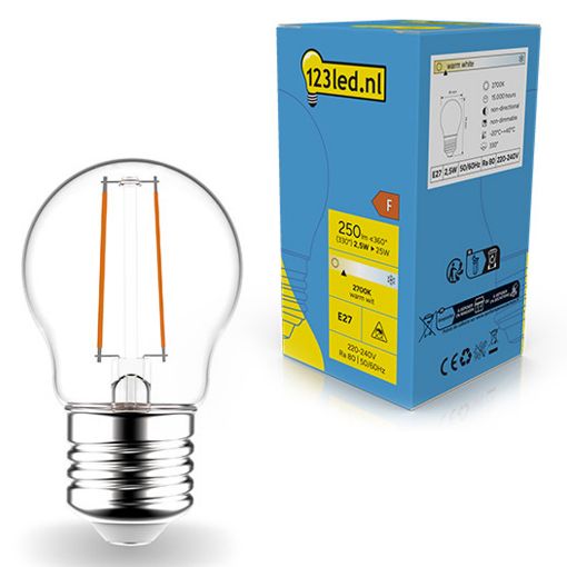 Εικόνα της Λάμπα LED 123LED E27 G45 Filament 2700K 250lm 2.5W Warm White