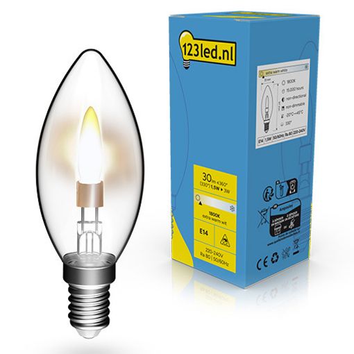 Εικόνα της Λάμπα LED 123LED E14 Candle 1800K 30lm 1.5W Extra Warm White