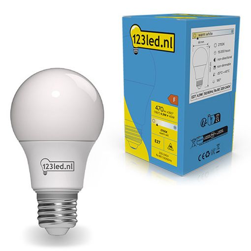 Εικόνα της Λάμπα LED 123LED E27 A60 2700K 470lm 4.5W Warm White