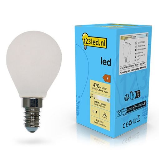 Εικόνα της Λάμπα LED 123LED E14 G45 Mat Dimmable 2200-2700K 470lm 4.5W