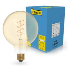 Εικόνα της Λάμπα LED 123LED E27 G125 Dimmable Filament 1800K 250lm 4W Gold Extra Warm White