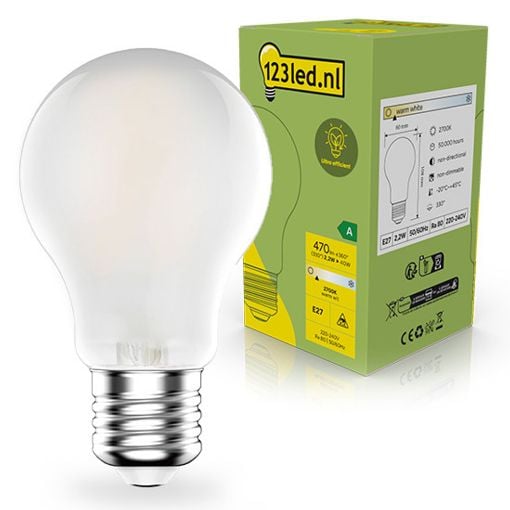 Εικόνα της Λάμπα LED 123LED Ultra Efficient E27 A60 Ultra Efficient  2700K 470lm 2.2W Warm White
