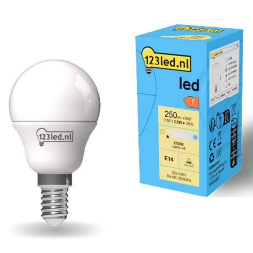 Εικόνα της Λάμπα LED 123LED E14 G45 Mat 2700K 250lm 2.5W Warm White