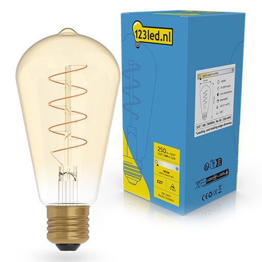 Εικόνα της Λάμπα LED 123LED E27 Edison ST64 Filament Dimmable 1800K 250lm 4W Extra Warm White