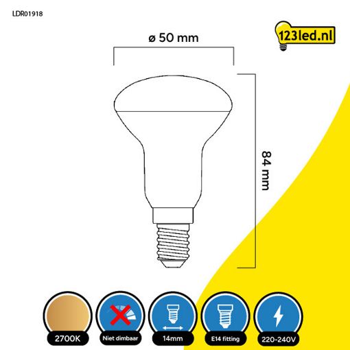 Εικόνα της Λάμπα LED 123LED E14 R50 2700K 210lm 3W Warm White