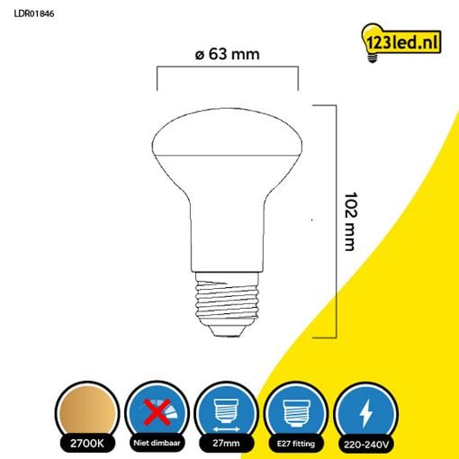Εικόνα της Λάμπα LED 123LED E27 R63 2700K 210lm 3W Warm White