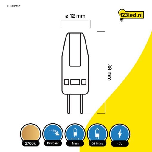 Εικόνα της Λάμπα LED 123LED G4 Capsule Dimmable 2700K 160lm 1.5W Warm White