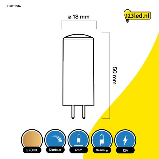Εικόνα της Λάμπα LED 123LED GY6.35 SMD Capsule Dimmable 2700K 470lm 4.5W Warm White