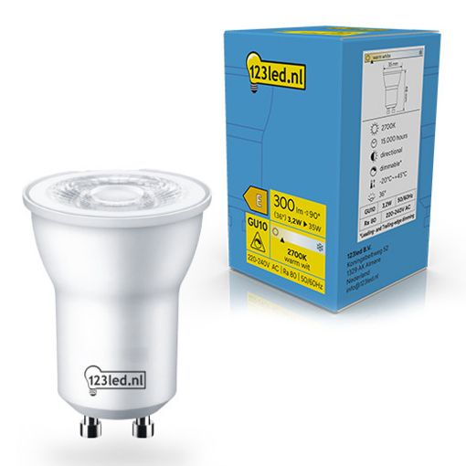 Εικόνα της Λάμπα LED 123LED GU10 Spot Dimmable 2700K 300lm 3.2W Warm White