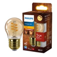 Εικόνα της Λάμπα LED Philips E27 P45 Spiral Dimmable Filament 2200K 250lm Gold 3W Extra Warm White 929003627101