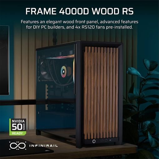 Εικόνα της Corsair 4000D Wood RS Tempered Glass Black CC-9011340-WW