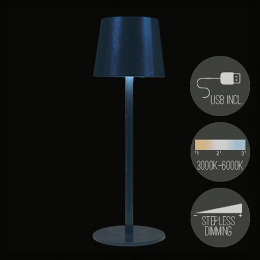 Εικόνα της Επιτραπέζιο Φωτιστικό Anna's Collection Επαναφορτιζόμενο 27.5cm με Διάμετρο 9cm 3000-6000K IP44 Metallic Blue