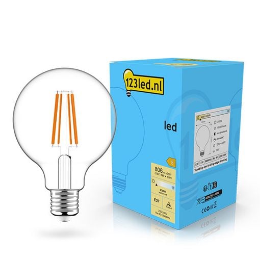 Εικόνα της Λάμπα LED 123LED E27 G95 Dimmable Filament 2700K 806lm 7W Warm White