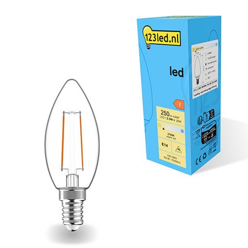Εικόνα της Λάμπα LED 123LED E14 C35 Dimmable Filament 2700K 250lm 2.5W Warm White