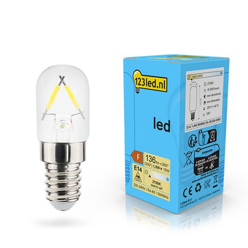 Εικόνα της Λάμπα LED 123LED E14 T20 Filament 2700K 136lm 1.5W Warm White
