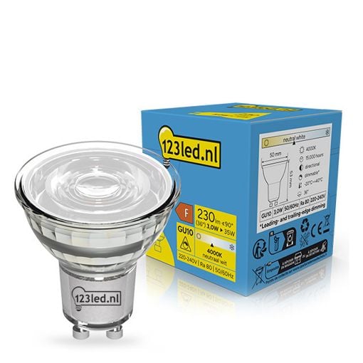 Εικόνα της Λάμπα LED 123LED GU10 Spot Dimmable 4000K 230lm 3W Neutral White