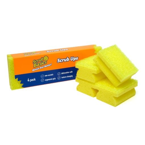Εικόνα της Σφουγγάρι Scrub Daddy Scrub Basics Scrub Ups 4τμχ Yellow