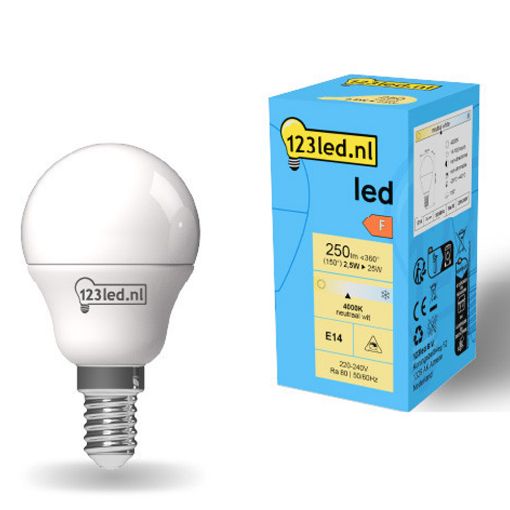Εικόνα της Λάμπα LED 123LED E14 G45 4000K 250lm 2.5W Neutral White