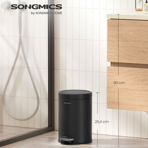 Εικόνα της Κάδος Απορριμμάτων Songmics Vasagle με Μηχανισμό Soft Close 3Lt Black LTB013BZ01