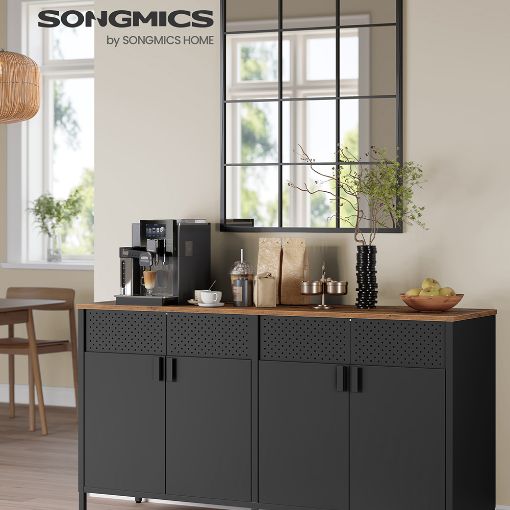 Εικόνα της Songmics Μεταλλική Ντουλάπα με 4 Πόρτες 40x141x76 cm Black/Brown LSC205BD01