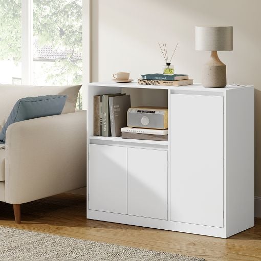 Εικόνα της Songmics Ντουλάπα με 3 Πόρτες 40x90x90 cm White BBK373WB01