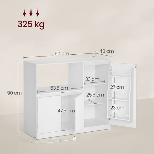 Εικόνα της Songmics Ντουλάπα με 3 Πόρτες 40x90x90 cm White BBK373WB01