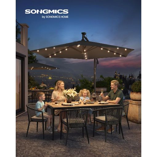 Εικόνα της Songmics Ομπρέλα Κρεμαστή Μεταλλική με 32 Ηλιακά LED 3x2.6m Black GPU118G01V1