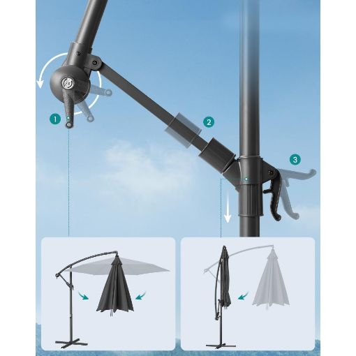 Εικόνα της Songmics Ομπρέλα Κρεμαστή Μεταλλική 3x2.6m Black GPU116G01V1
